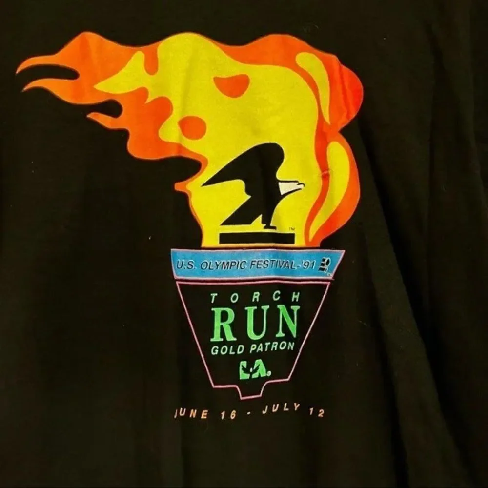Vintage 90s US Olympic festival 91 torch run marathon T-shirt